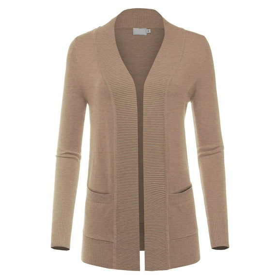 FashionMille Women's Open Front Long Sleeve Classic Knit Sweater Cardigan