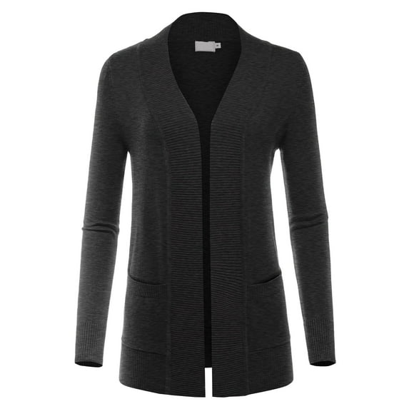 FashionMille Women's Open Front Long Sleeve Classic Knit Sweater Cardigan