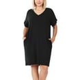 thumbnail image 1 of FashionMille Women's Plus V neck Drop Shoulder Comfy Midi Dress, 1 of 4