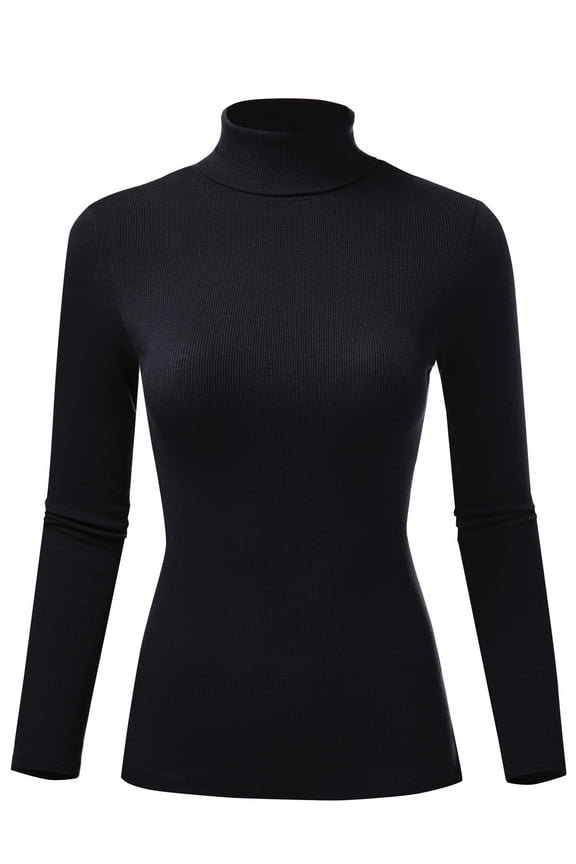 Women's Ribbed Slim Fit Lightweight Long Sleeve Turtleneck Sweater