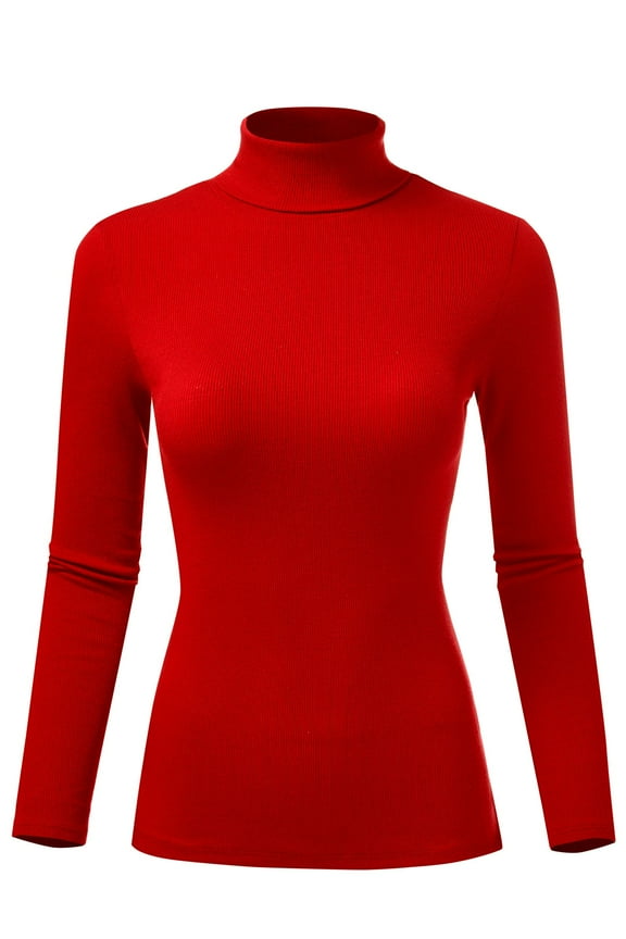 Women's Ribbed Slim Fit Lightweight Long Sleeve Turtleneck Sweater