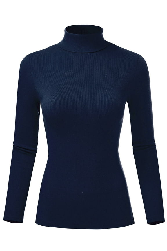 Women's Ribbed Slim Fit Lightweight Long Sleeve Turtleneck Sweater