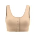 thumbnail image 1 of FashionMille Women's Sexy Snap Trim Front Knit Ribbed Casual Basic Crop BraTank Top, 1 of 5