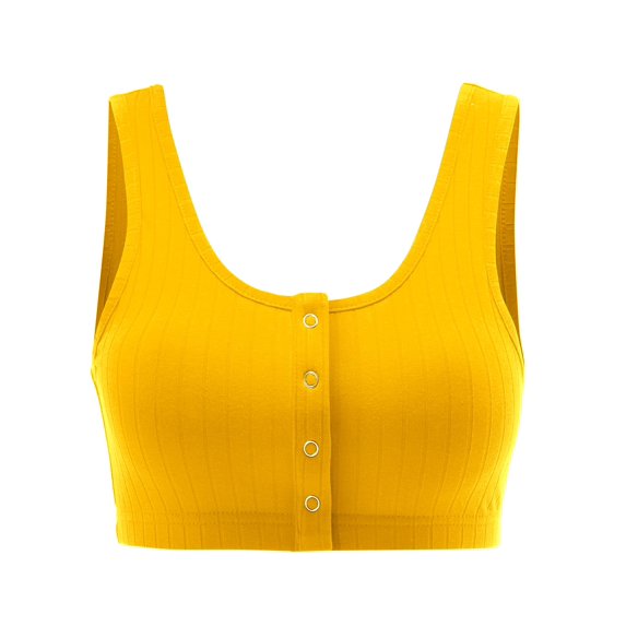 FashionMille Women's Sexy Snap Trim Front Knit Ribbed Casual Basic Crop BraTank Top