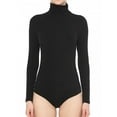 thumbnail image 1 of FashionMille Women's Shirred High Mock turtle Neck Long Sleeve Stretchy Jersey Leotard Top Bodysuit-FWT1302-BLACK-M, 1 of 3
