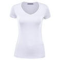 thumbnail image 1 of FashionMille Women's Slim FIt Basic V Neck Fitted Short Sleeve T-Shirt, 1 of 5