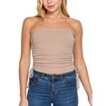 thumbnail image 1 of FashionMille Women's Slim Fit Off Shoulder Side Ruched Detail Rib Jersey Knit Crop Tube Top, 1 of 6