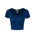 thumbnail image 1 of FashionMille Womens Basic Scoop Neck Short Sleeve Crop Top, 1 of 3