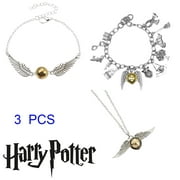 FashionMio Harry Potter bracelet + necklace, birthday gifts for men and women-3PCS