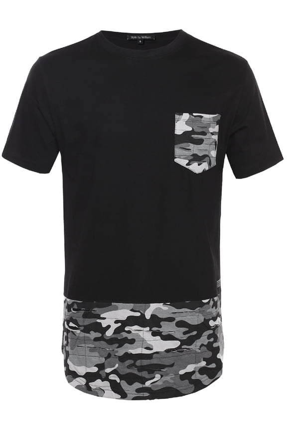 Men's Army Pocket Patched Tee with Rounded Hem