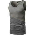 thumbnail image 1 of FashionOutfit Men's Asymmetrical Color-Block Contrast Tank Tops, 1 of 3