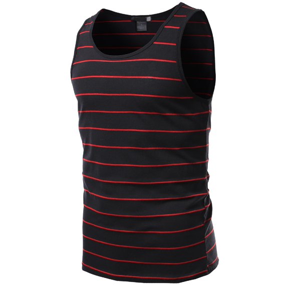 FashionOutfit Men's Basic Round Neck Stripe Tank Tops