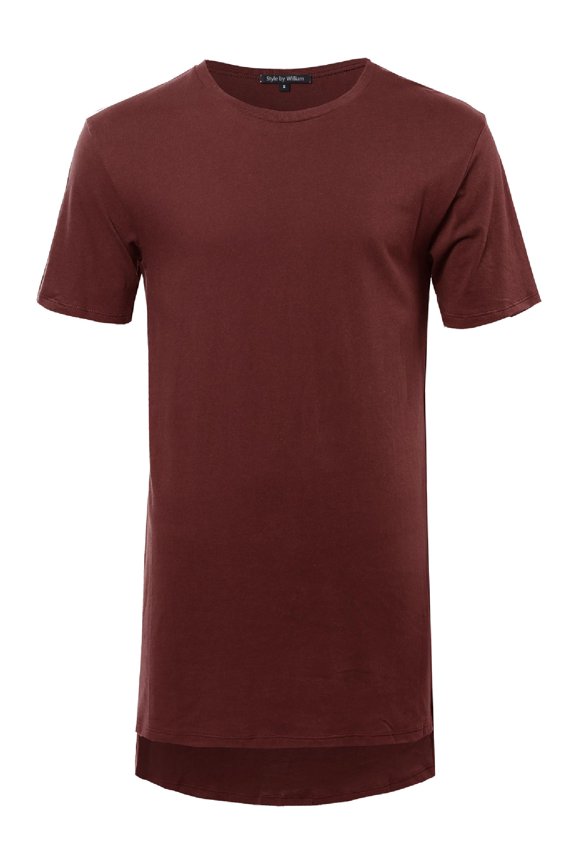 Men's Basic Short Sleeve Shirt With High-Low Hemline