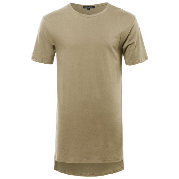 FashionOutfit Men's Basic Short Sleeve Shirt With High-Low Hemline