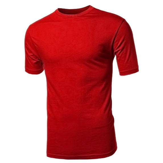 FashionOutfit Men's Basic Solid Various Color Crew Neck Short Sleeves Tee