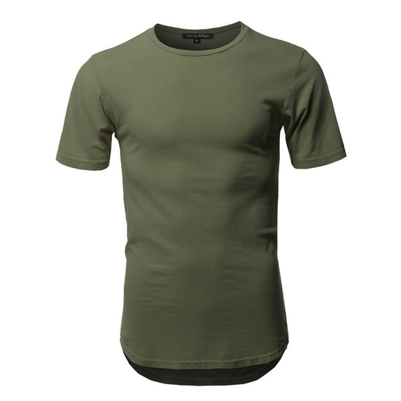 FashionOutfit Men's Basic T Shirt Casual Vintage Scoop Bottom Tee