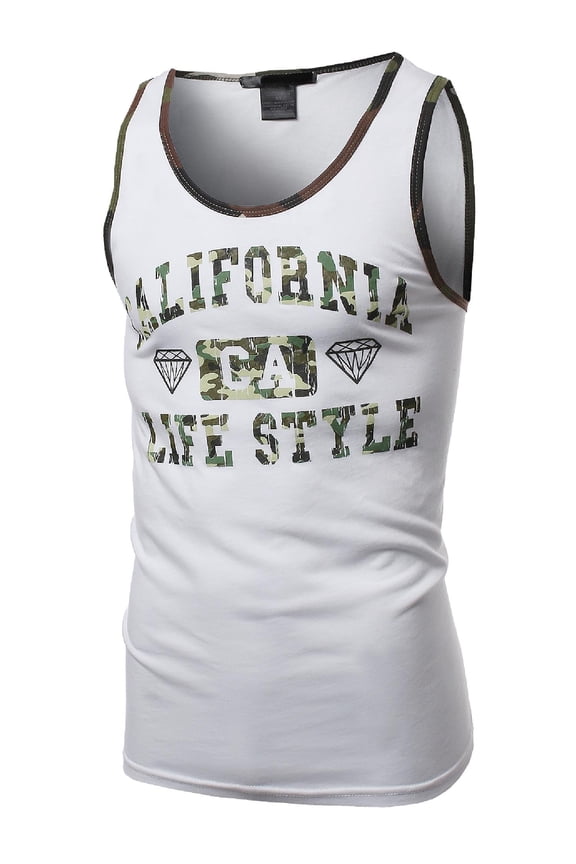 Men's CA California Camo Printed Sleeveless Tank Tops