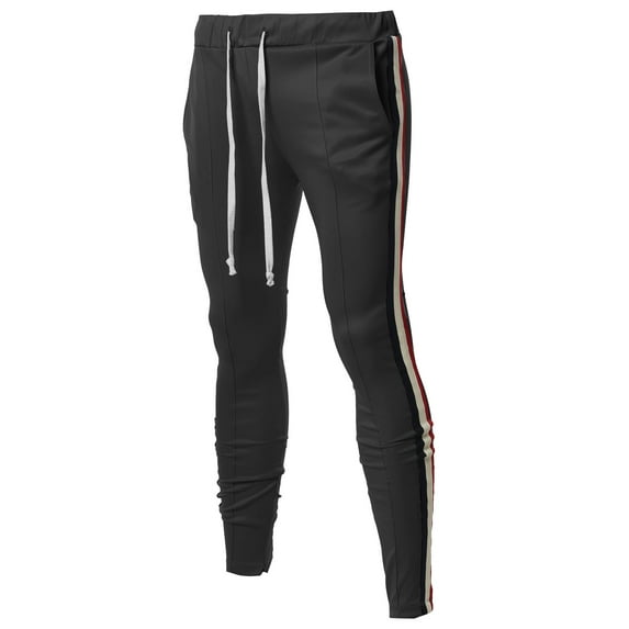 FashionOutfit Men's Casual 3 Lined Zipper with Taped Ankle Zipper Track Pants