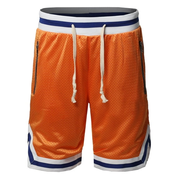 FashionOutfit Men's Casual Active Sports Side pokets with Zipper Double Meshed Shorts