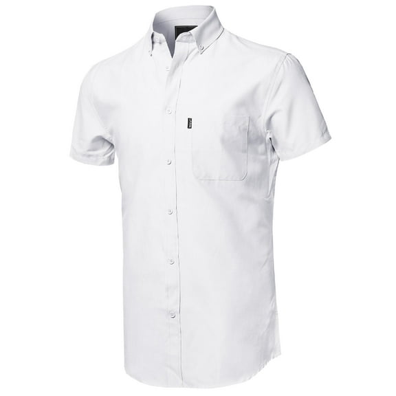FashionOutfit Men's Casual Basic Button Collar Chambray Short Sleeve Shirt