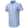 thumbnail image 1 of FashionOutfit Men's Casual Basic Button Collar Chambray Short Sleeve Shirt, 1 of 4