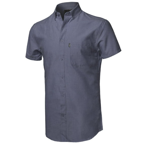 FashionOutfit Men's Casual Basic Button Collar Chambray Short Sleeve Shirt