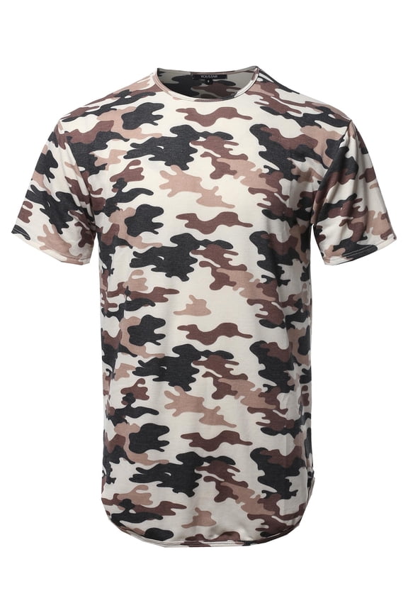 Men's Casual Crew Neck Camouflage Scallop Hem Tee - Made In USA
