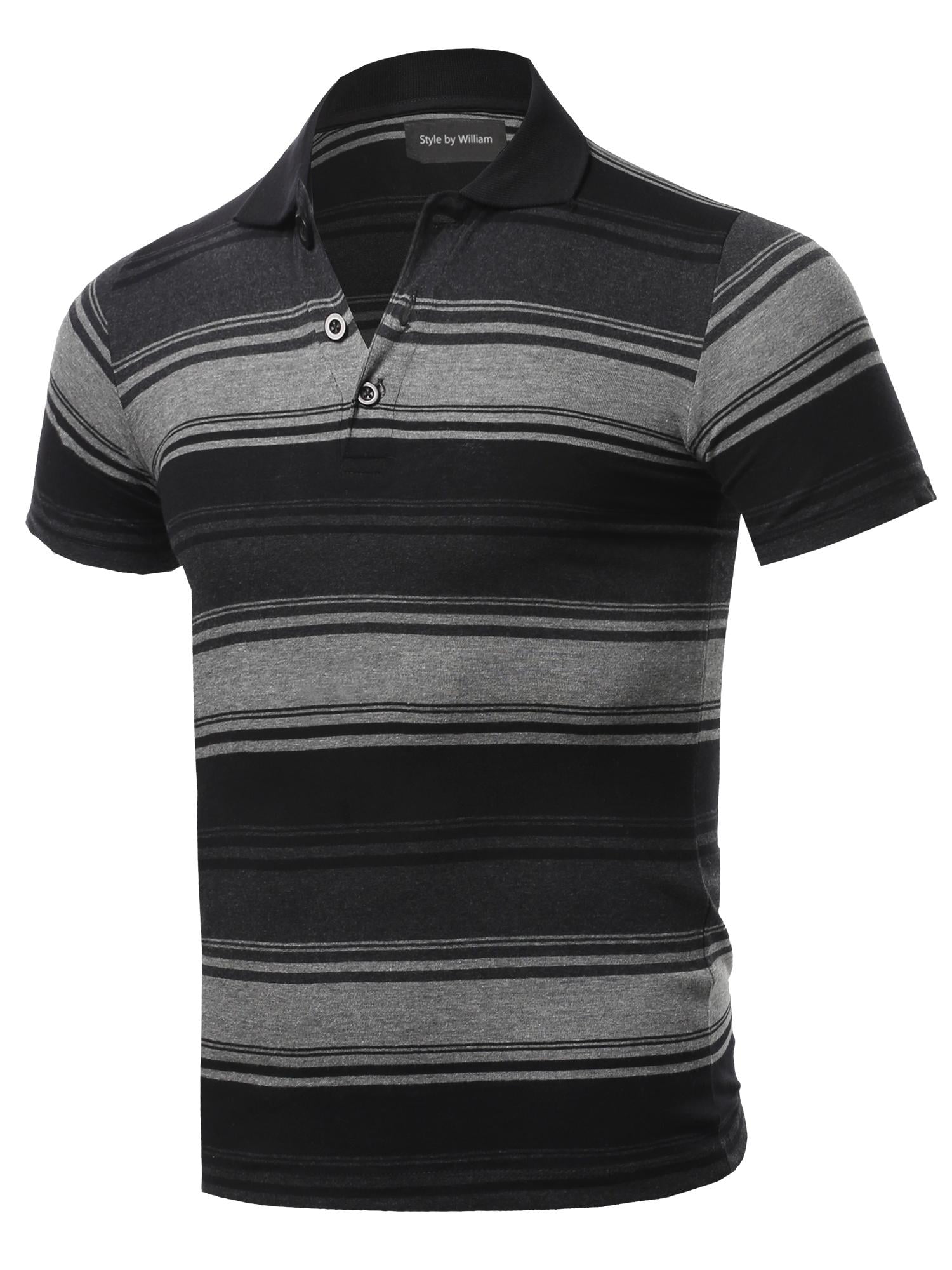 Fashionoutfit Mens Casual Regular Fit Cotton Basic Striped Short Sleeve Polo T Shirt 7289