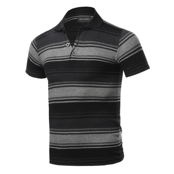 FashionOutfit Men's Casual Regular fit Cotton Basic Striped Short Sleeve Polo T-Shirt