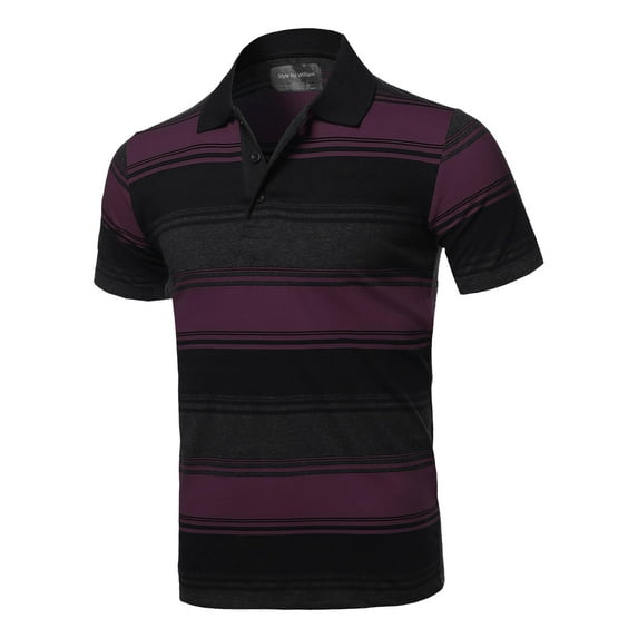 FashionOutfit Men's Casual Regular fit Cotton Basic Striped Short Sleeve Polo T-Shirt
