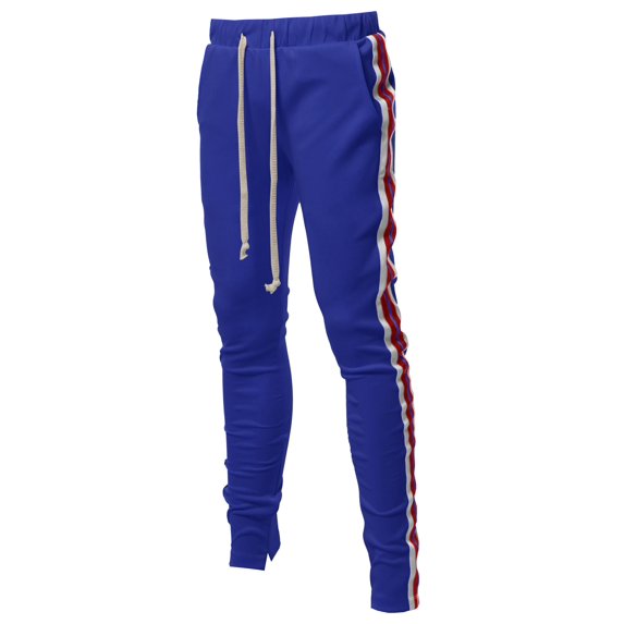 FashionOutfit Men's Casual Side Panel Long Length Drawstring Ankle Zipper Track Pants