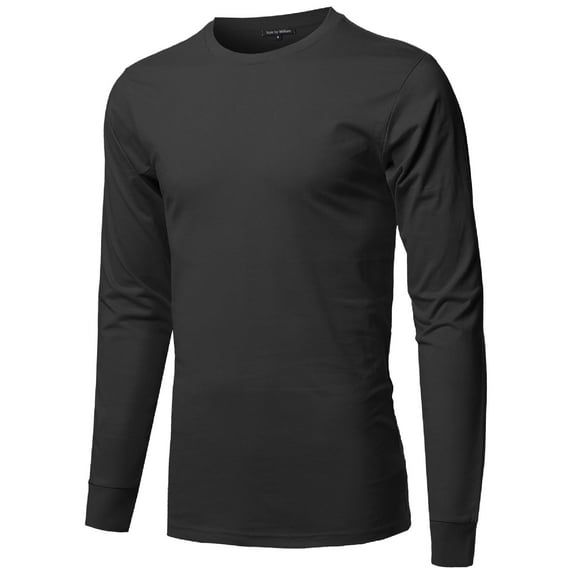 FashionOutfit Men's Causal Solid Basic 100% Ring Spun Cotton Long Sleeve T-shirt