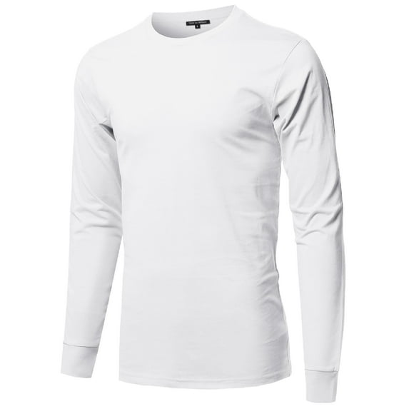FashionOutfit Men's Causal Solid Basic 100% Ring Spun Cotton Long Sleeve T-shirt