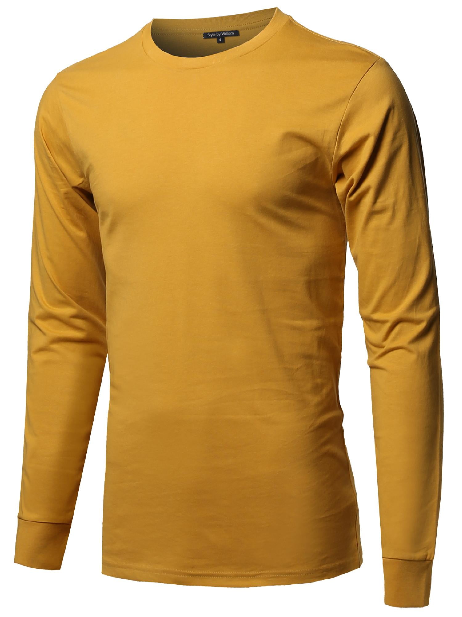 FashionOutfit Men's Causal Solid Basic 100% Ring Spun Cotton Long Sleeve T- shirt 
