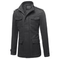 thumbnail image 1 of FashionOutfit Men's Classic Long Sleeves Zipper & Button Closure Wool Blend Coat, 1 of 4