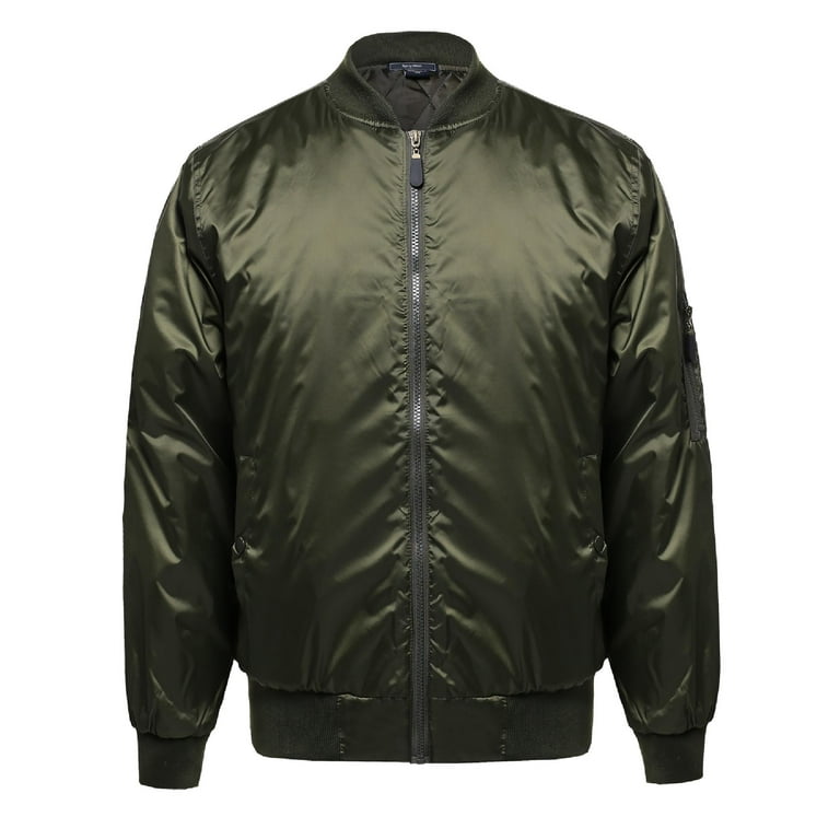 FashionOutfit Men s Classic Style Cotton Based Zip Up Bomber Jacket