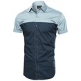 thumbnail image 1 of FashionOutfit Men's Color Block Button Down Short Sleeve Shirt, 1 of 3