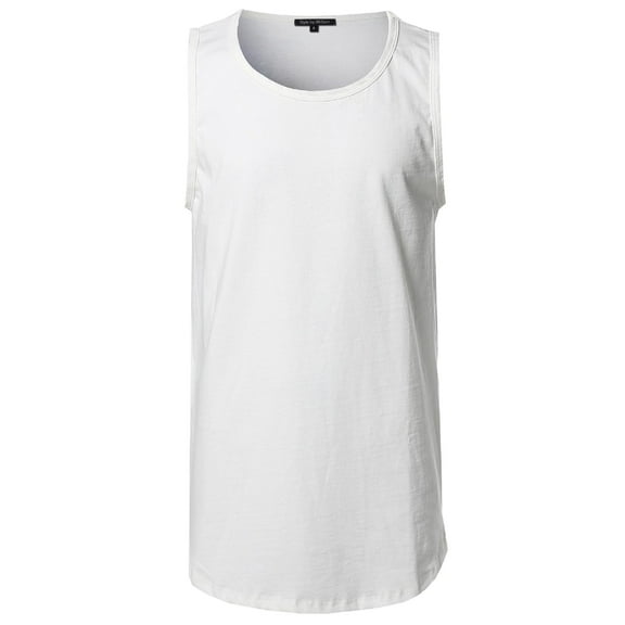 FashionOutfit Men's Cotton Solid Casual Crew Neck High Low Tank Top MADE IN USA