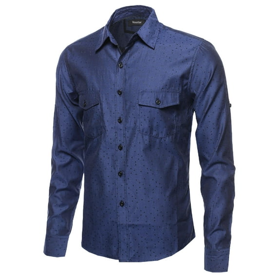 FashionOutfit Men's Long Sleeve Patterned Button Down Shirt