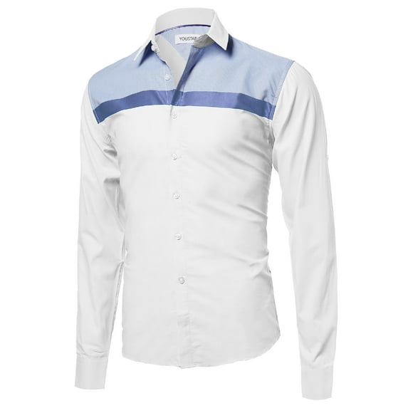 FashionOutfit Men's Long Sleeve Patterned High Low Curved Hem Shirt