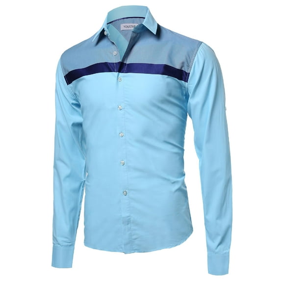 FashionOutfit Men's Long Sleeve Patterned High Low Curved Hem Shirt