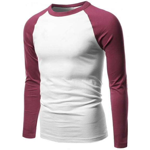 FashionOutfit Men's Long Sleeve Raglan Roundneck Baseball T-shirt Tops