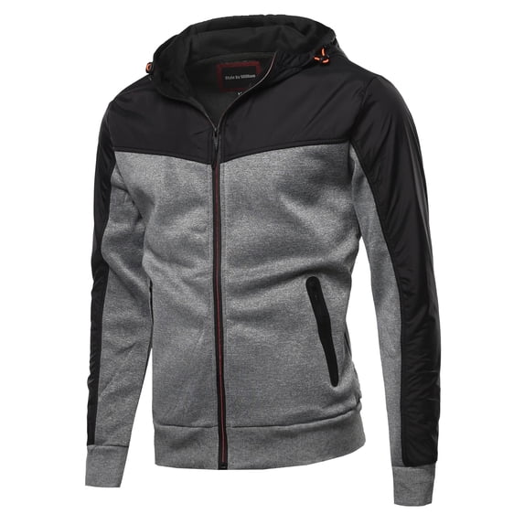 FashionOutfit Men's Reverse coil color zipper Fleece lining padded Jacket