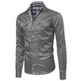 thumbnail image 1 of FashionOutfit Men's Roll Up Long Sleeve Button Down Shirt, 1 of 3