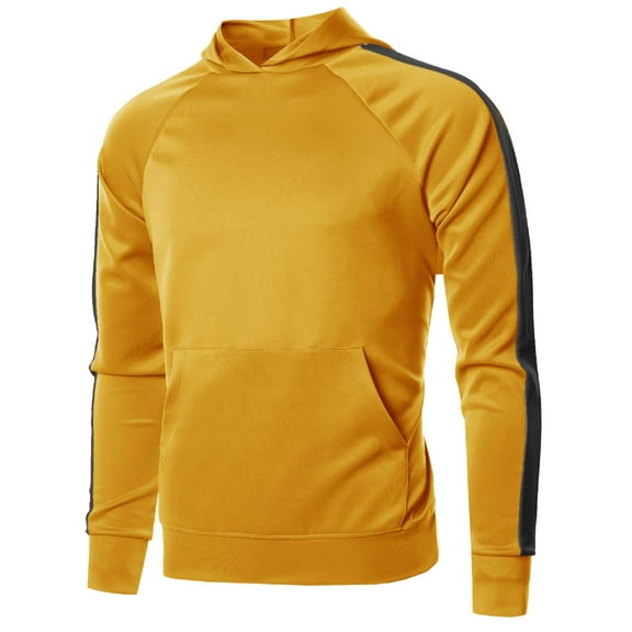 FashionOutfit Men's Shoulder Panel Track Pull-Over Hoodie Top