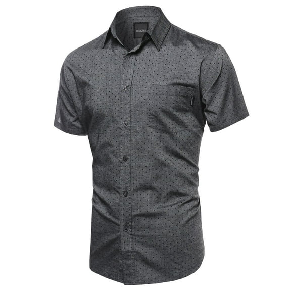 FashionOutfit Men's Small Polka Dot Button Down Short Sleeves Shirt