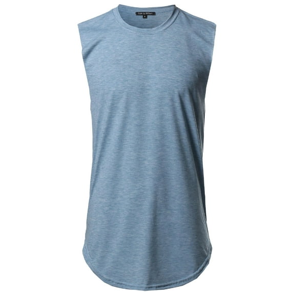 FashionOutfit Men's Solid Casual Raw Cut Edges High Low Tank Top MADE IN USA
