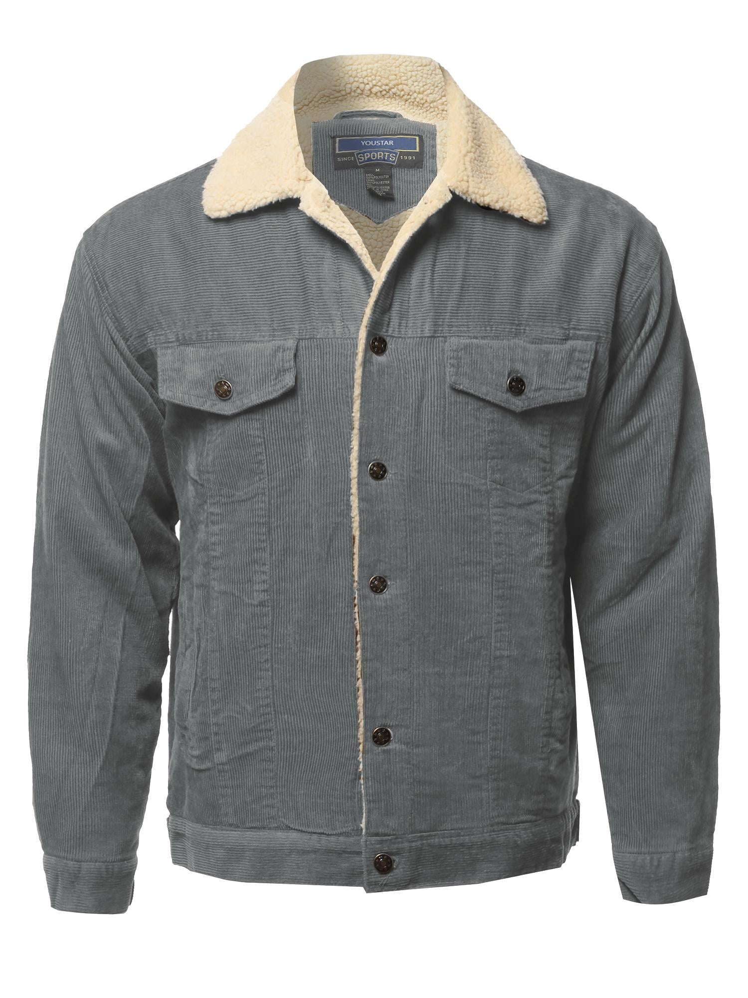 FashionOutfit Men s Solid Corduroy Sherpa Lining Western Style Jacket Walmart