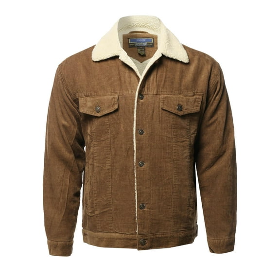 FashionOutfit Men's Solid Corduroy Sherpa Lining Western Style Jacket
