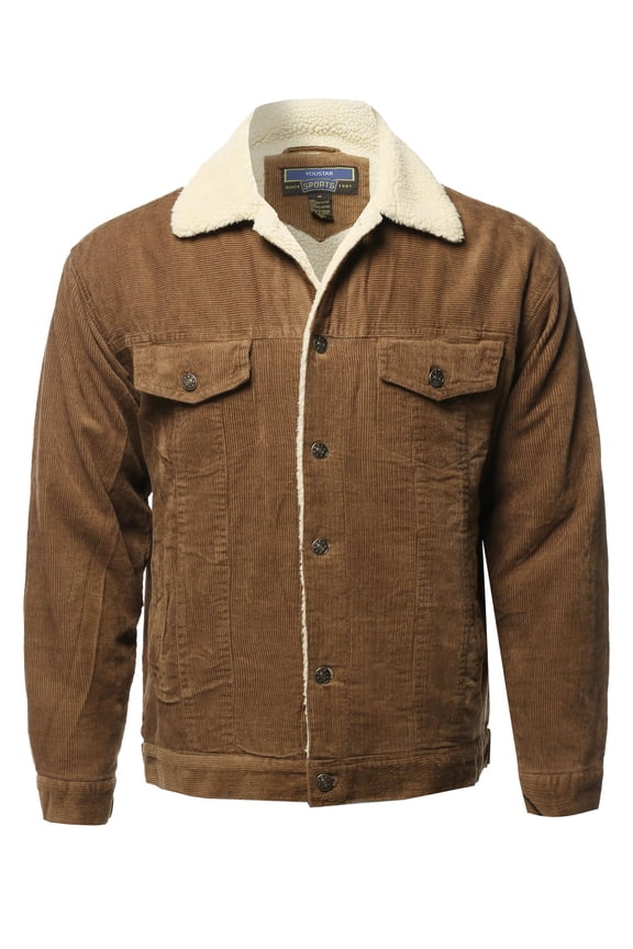 Men's Solid Corduroy Sherpa Lining Western Style Jacket